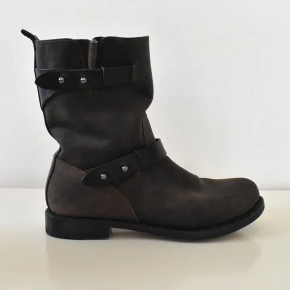 Rag & Bone Waxed Calfskin Moto Biker Boots - Picture 5 of 13